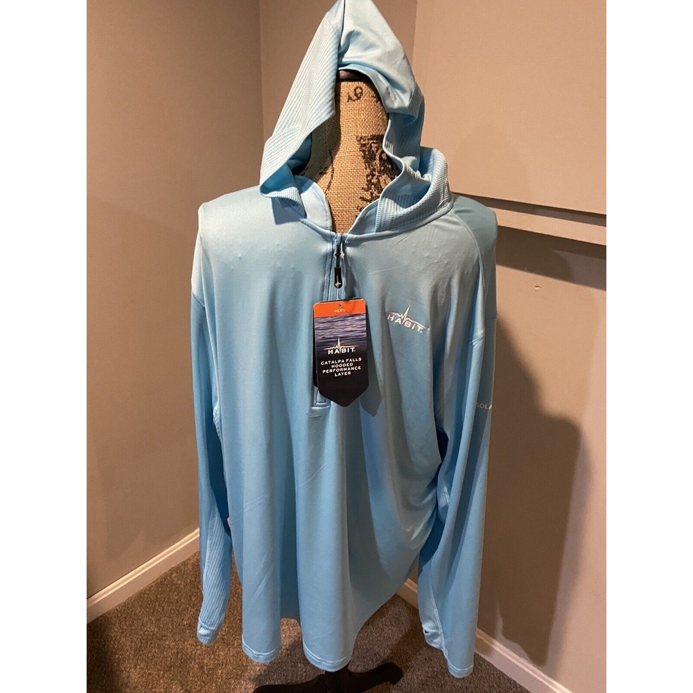 Habit Catalpa, hooded performance layer for men, XXL, blue, fishing long sleeve